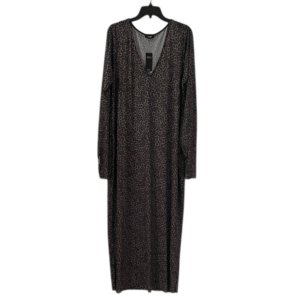 AFRM Los Angeles‎ Women’s Brown Black Leopard Print Sheer Maxi Dress Size 2X